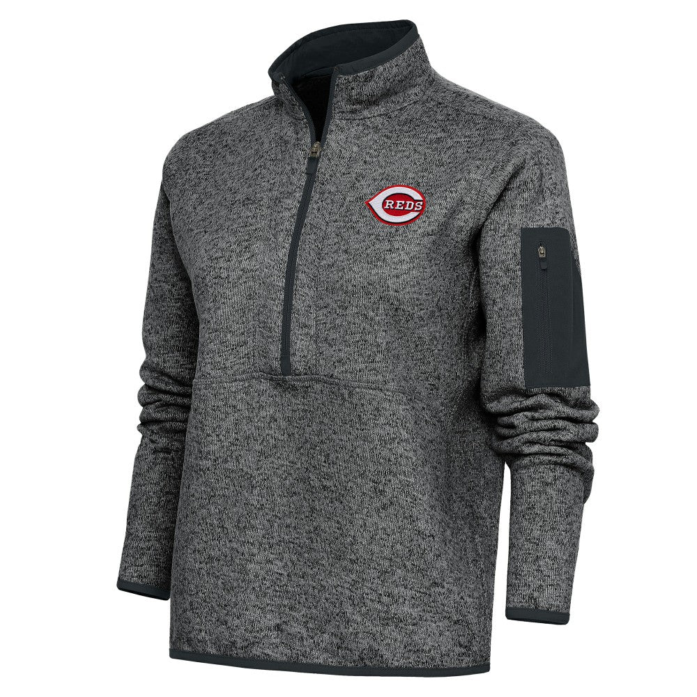 Cincinnati Reds Antigua Women's Logo Fortune Quarter-Zip Pullover Jacket - MLB Jackets