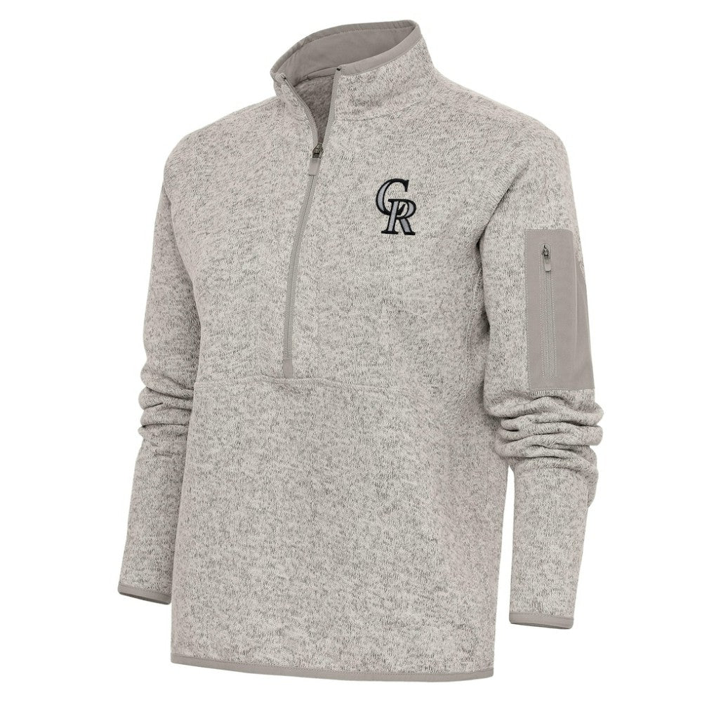 Colorado Rockies Antigua Women's Logo Fortune Quarter-Zip Pullover Jacket - MLB Jackets
