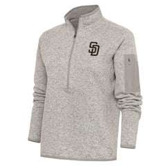 San Diego Padres Antigua Women's Logo Fortune Quarter-Zip Pullover Jacket - MLB Jackets