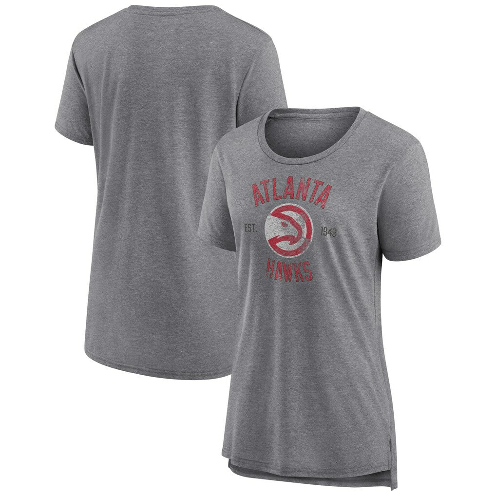 Heather Gray Atlanta Hawks Women's Heritage Tri-Blend T-Shirt | NBA
