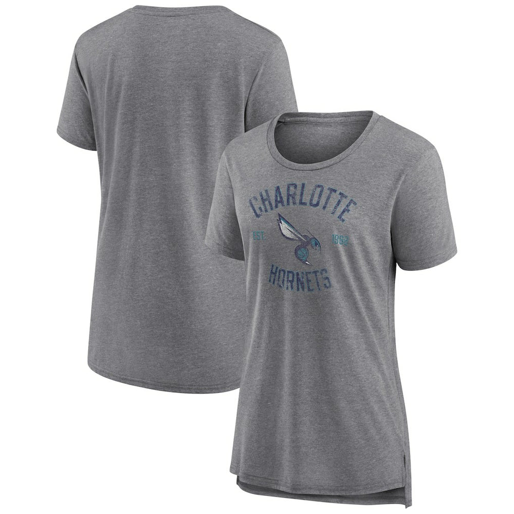 Heather Gray Charlotte Hornets Women's Heritage Tri-Blend T-Shirt | NBA