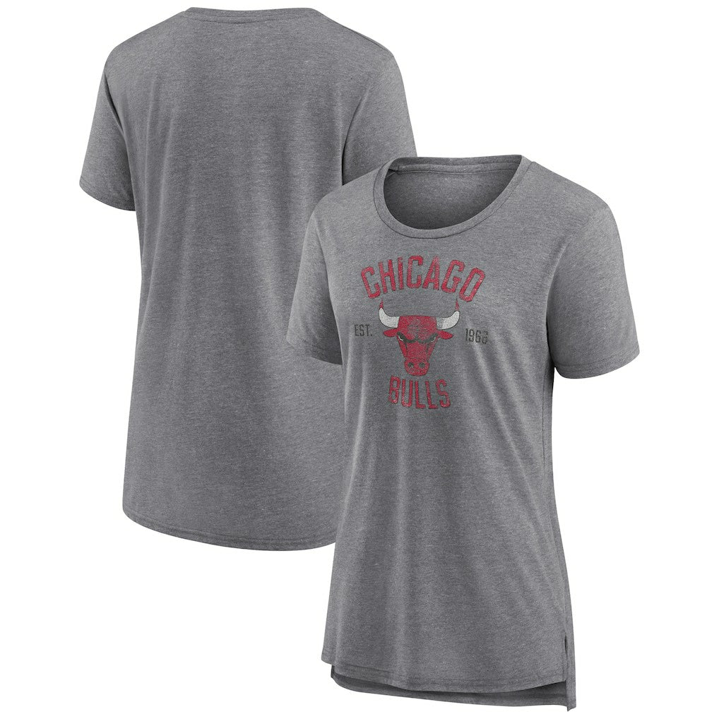 Heather Gray Chicago Bulls Women's Heritage Tri-Blend T-Shirt sale | NBA