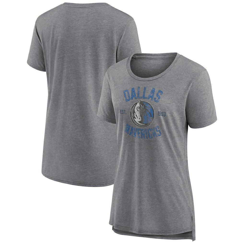 Heather Gray Dallas Mavericks Women's Heritage Tri-Blend T-Shirt sale | NBA