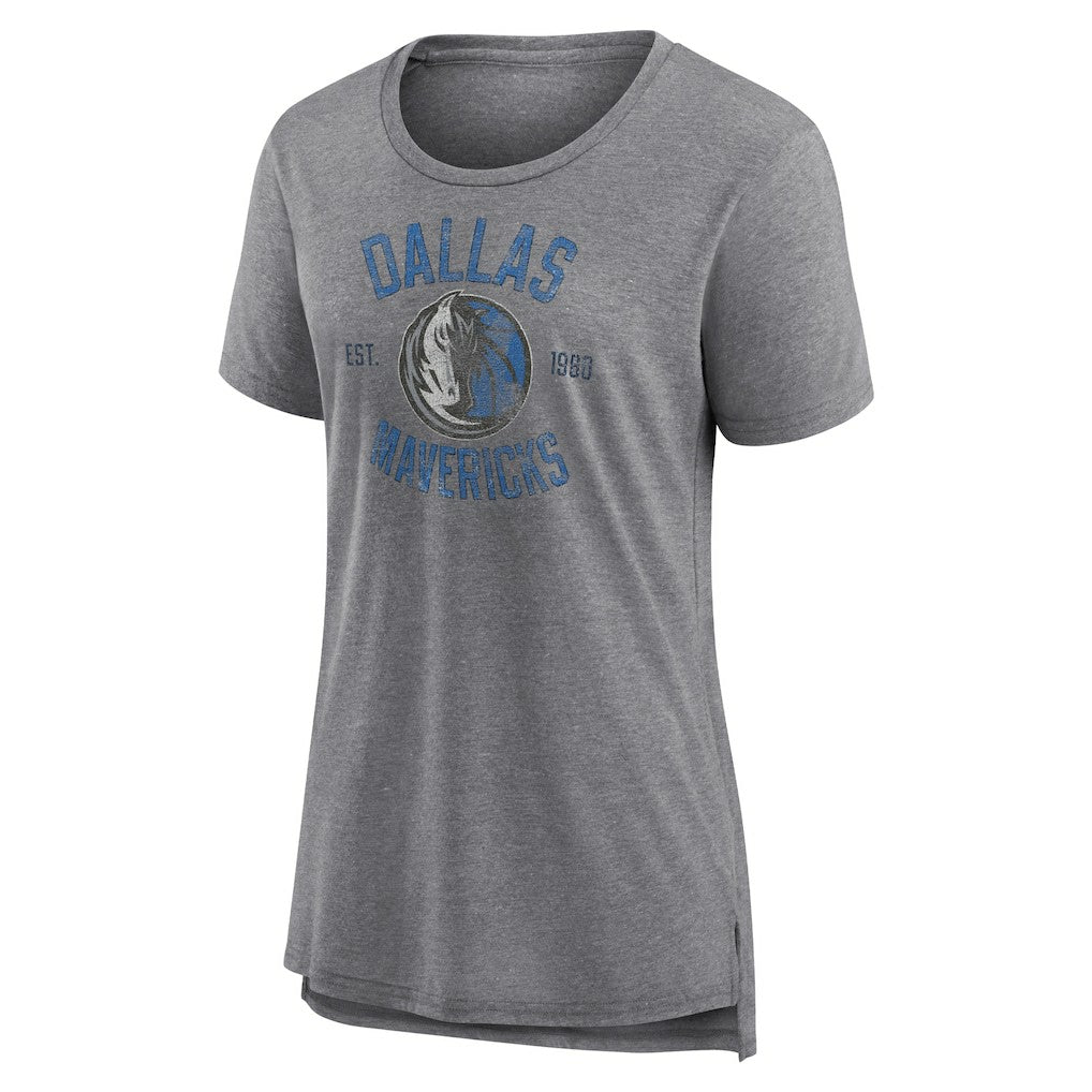 Heather Gray Dallas Mavericks Women's Heritage Tri-Blend T-Shirt sale | NBA
