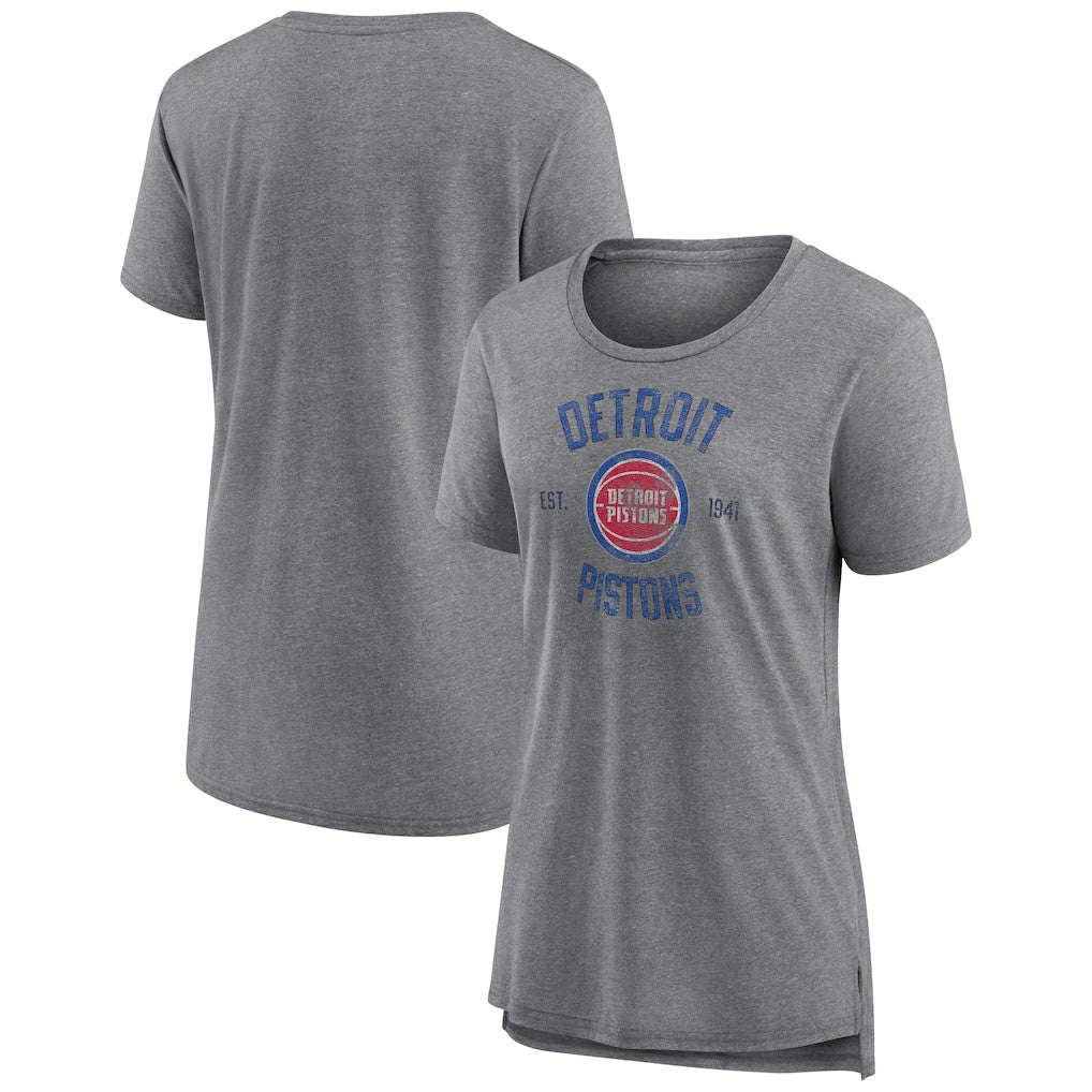 Heather Gray Detroit Pistons Women's Heritage Tri-Blend T-Shirt sale | NBA