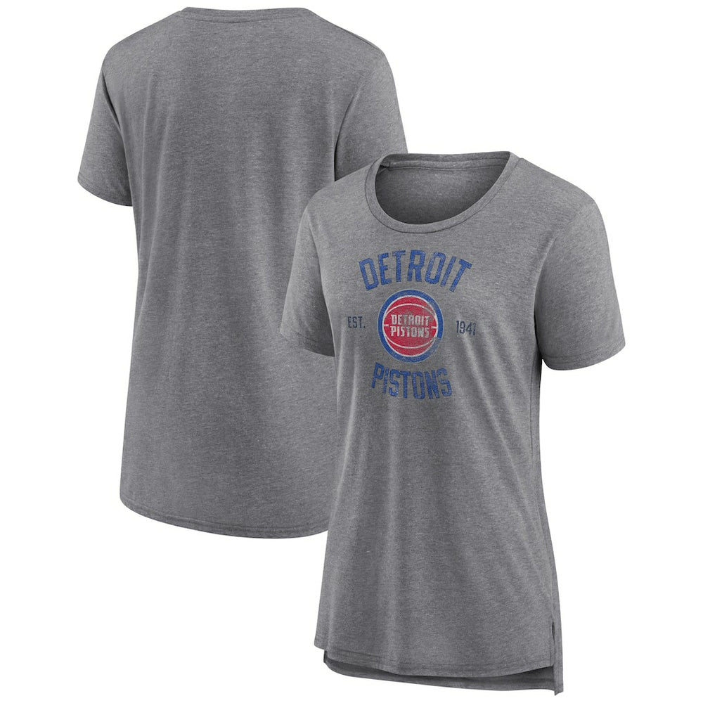 Heather Gray Detroit Pistons Women's Heritage Tri-Blend T-Shirt sale | NBA