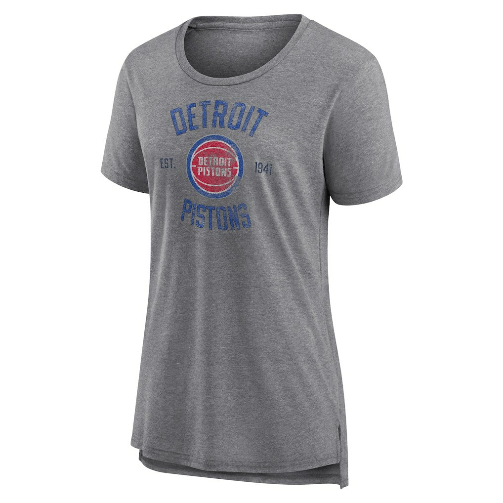 Heather Gray Detroit Pistons Women's Heritage Tri-Blend T-Shirt sale | NBA