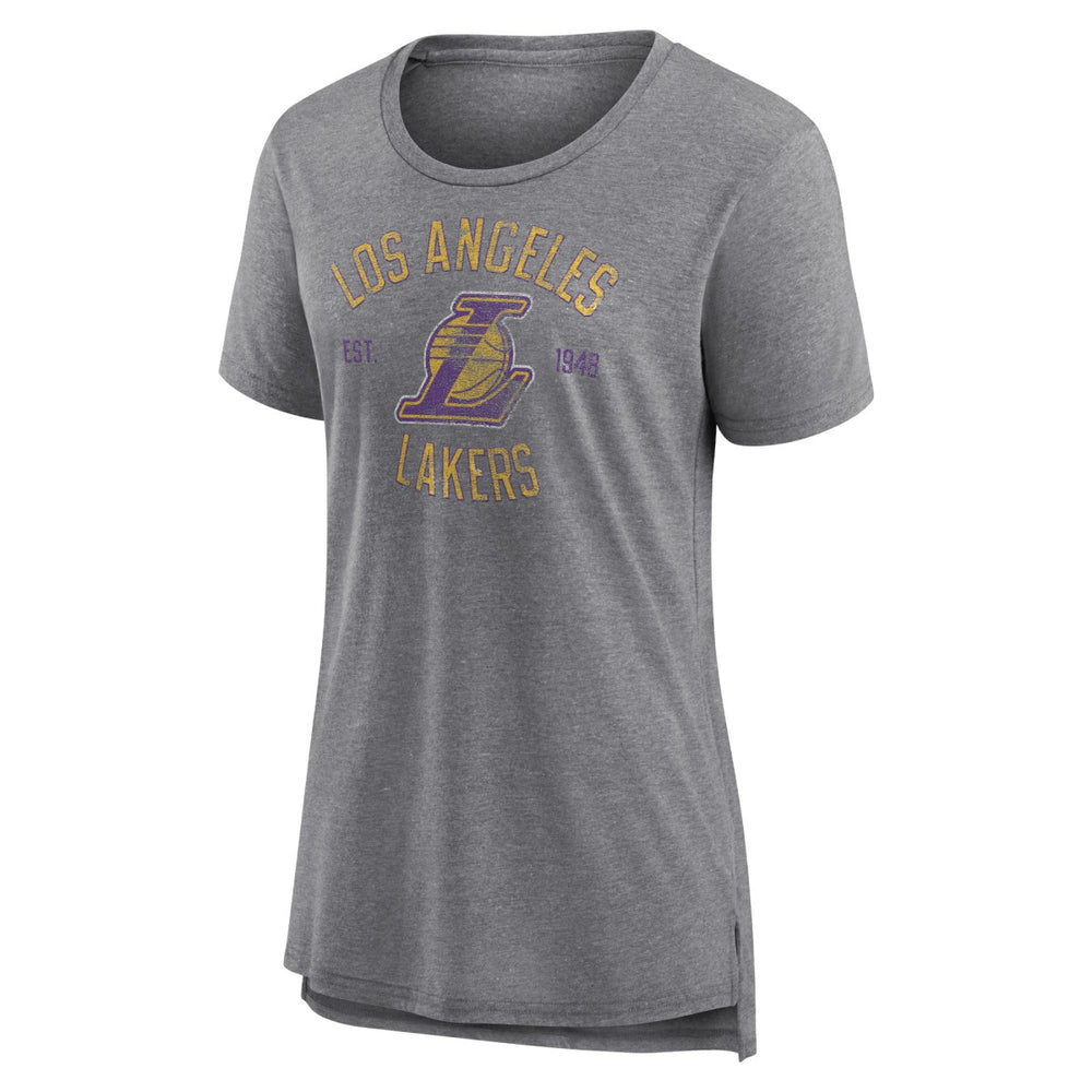 Heather Gray Los Angeles Lakers Women's Heritage Tri-Blend T-Shirt | NBA