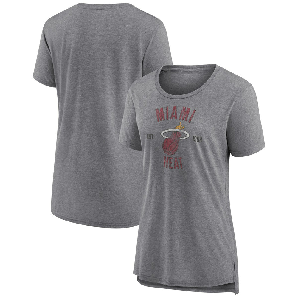 Heather Gray Miami Heat Women's Heritage Tri-Blend T-Shirt | NBA