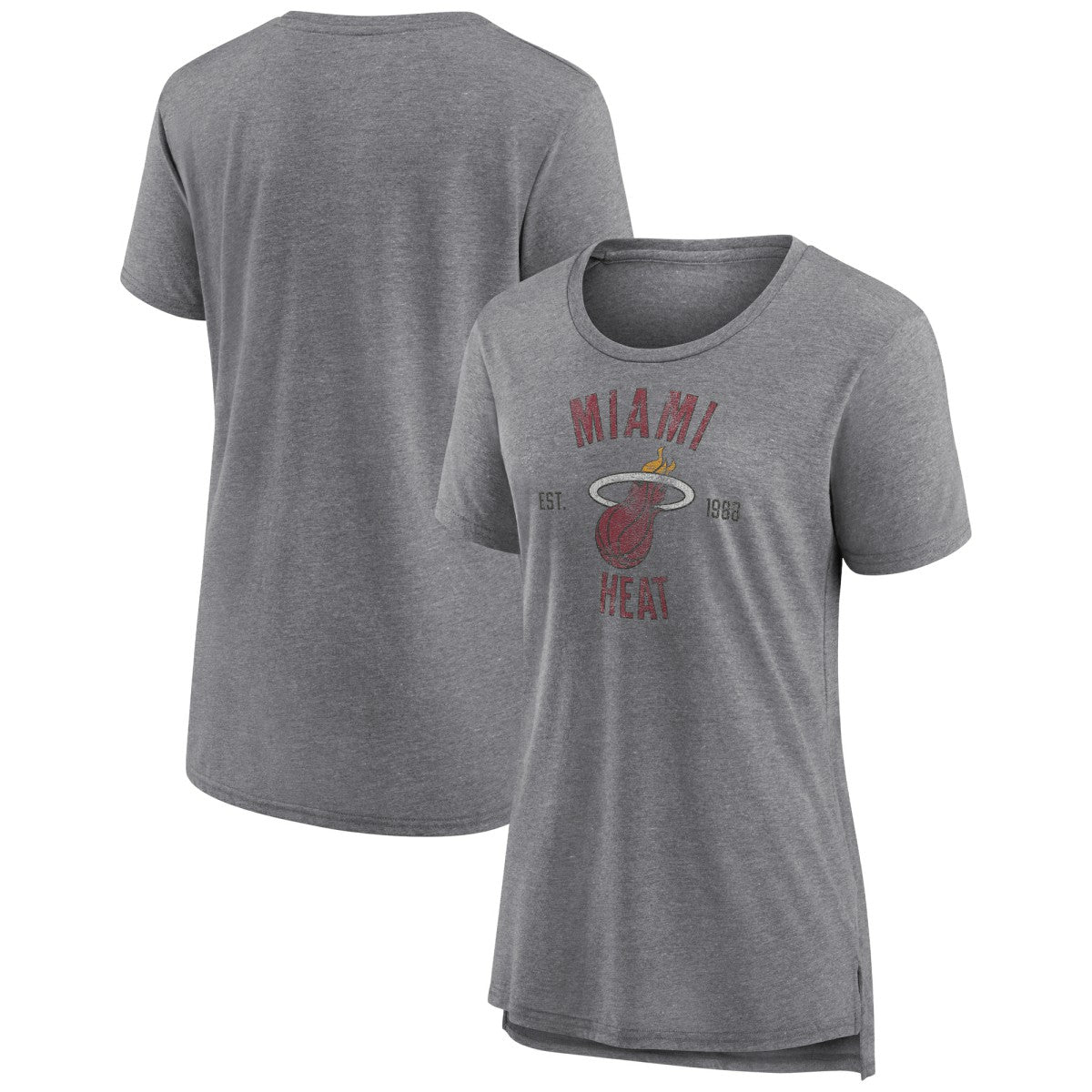 Heather Gray Miami Heat Women's Heritage Tri-Blend T-Shirt | NBA