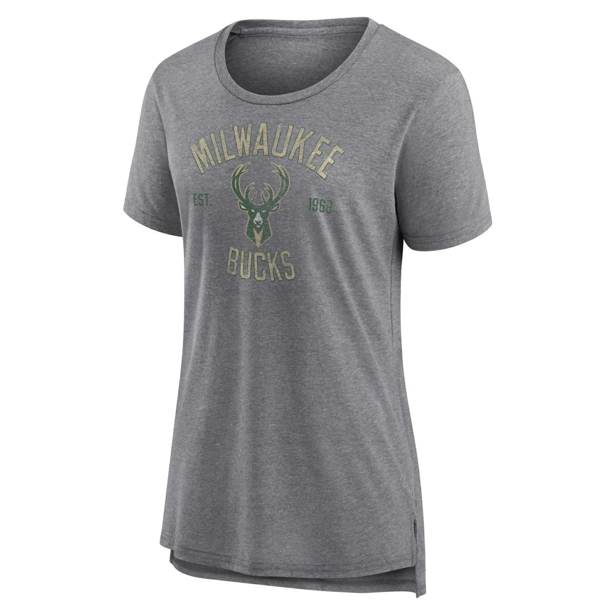 Heather Gray Milwaukee Bucks Women's Heritage Tri-Blend T-Shirt | NBA
