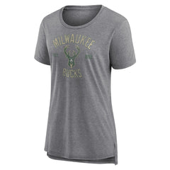 Heather Gray Milwaukee Bucks Women's Heritage Tri-Blend T-Shirt | NBA
