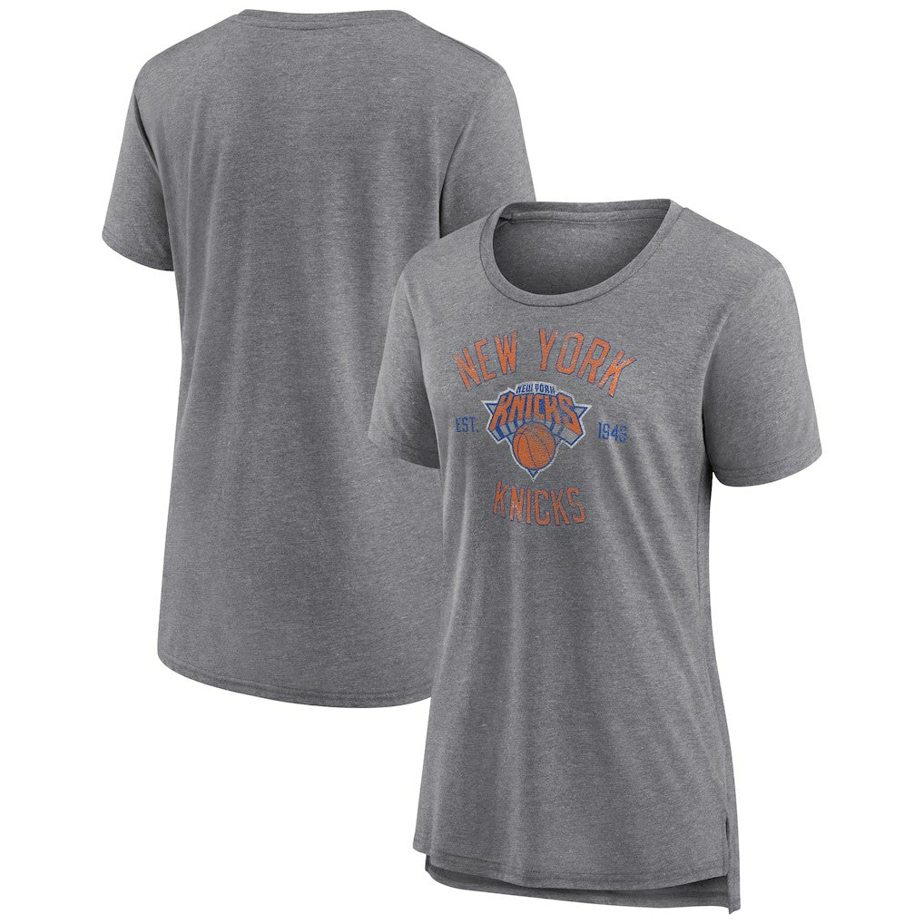 Heather Gray New York Knicks Women's Heritage Tri-Blend T-Shirt | NBA