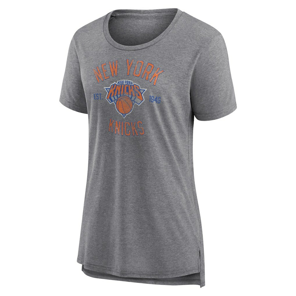 Heather Gray New York Knicks Women's Heritage Tri-Blend T-Shirt | NBA