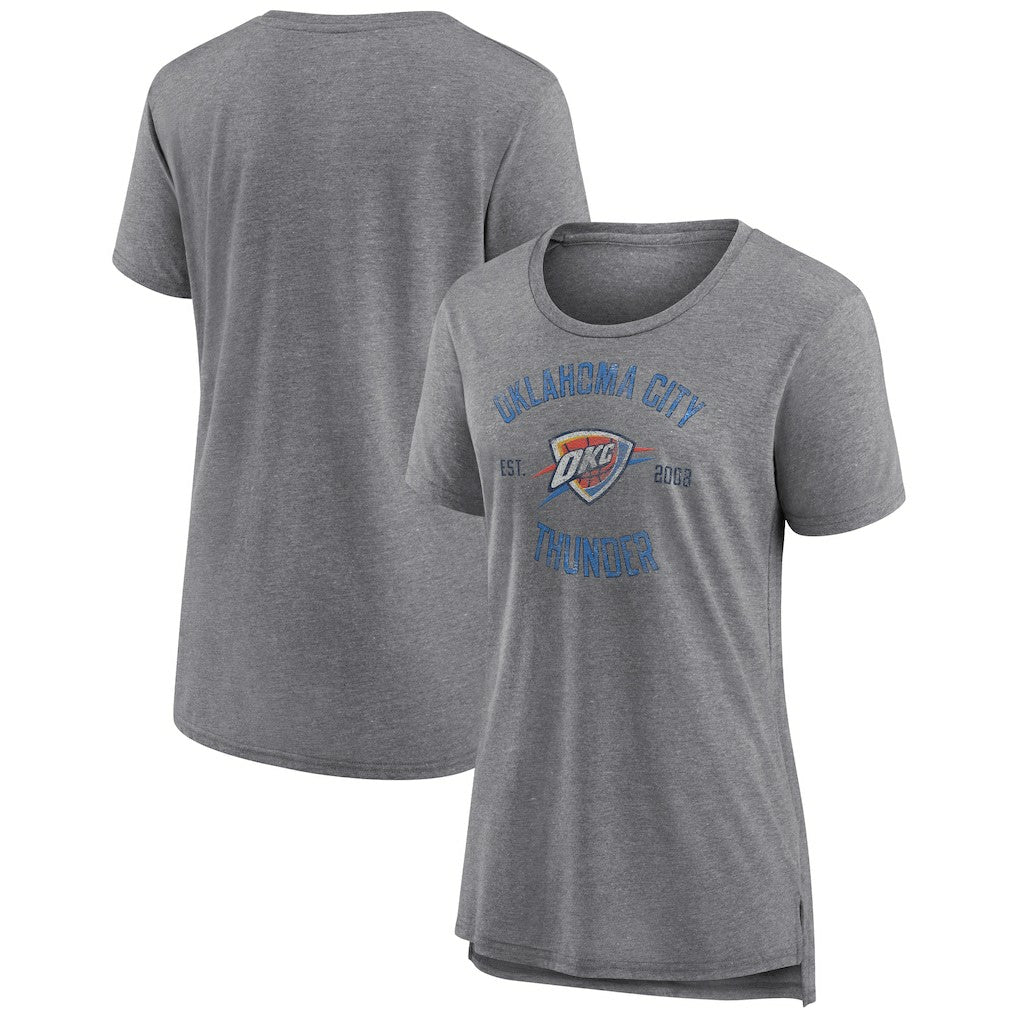 Heather Gray Oklahoma City Thunder Women's Heritage Tri-Blend T-Shirt | NBA