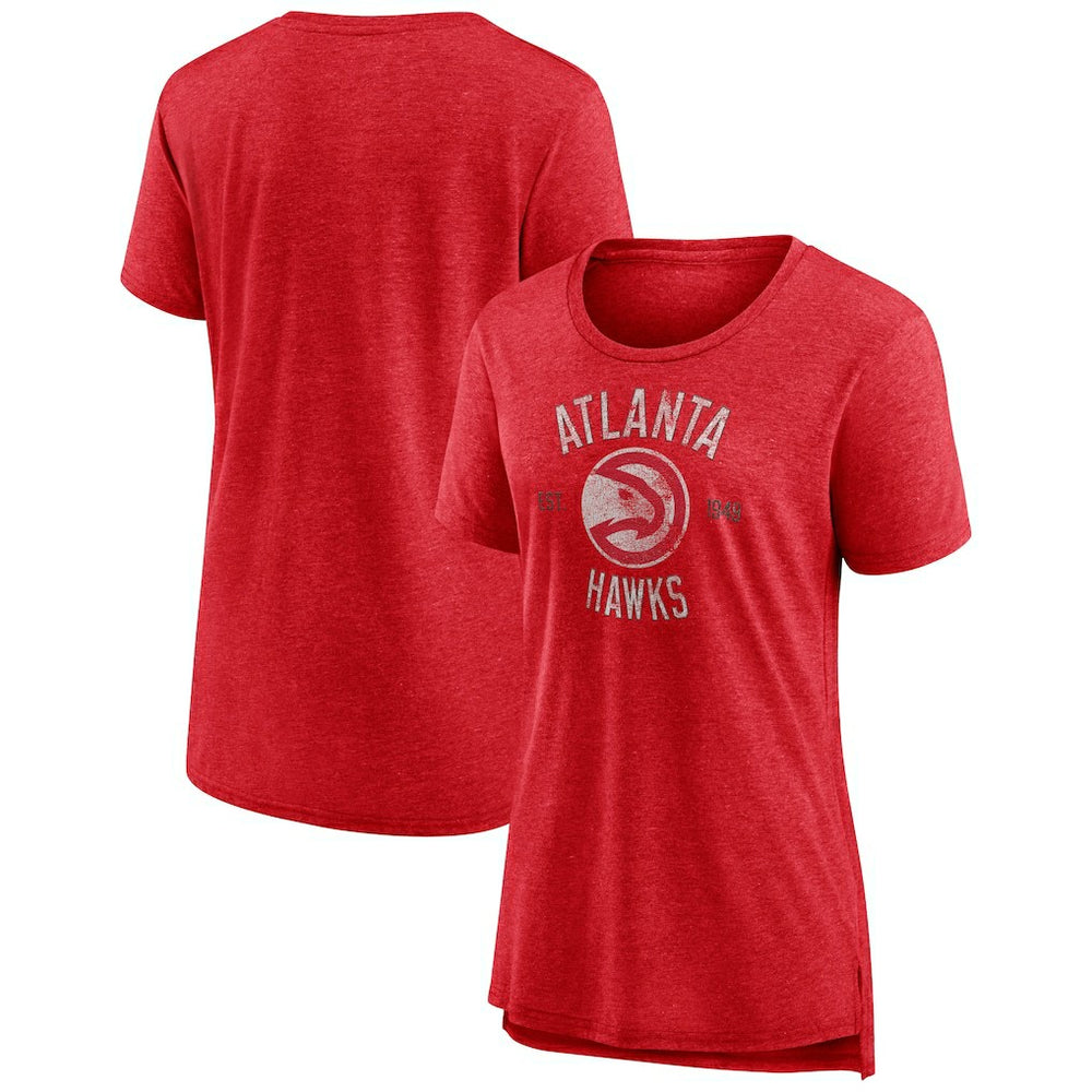 Heather Red Atlanta Hawks Women's Heritage Tri-Blend T-Shirt | NBA