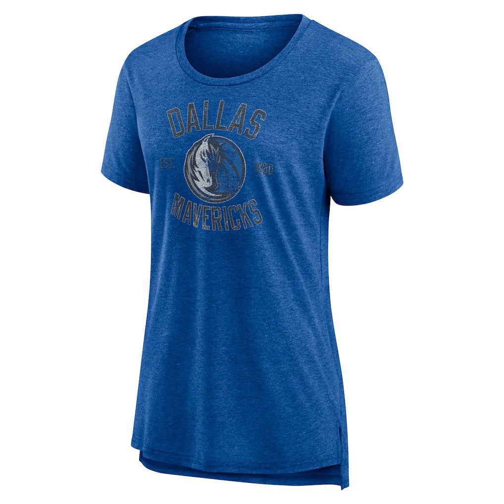 Heather Blue Dallas Mavericks Women's Heritage Tri-Blend T-Shirt sale | NBA