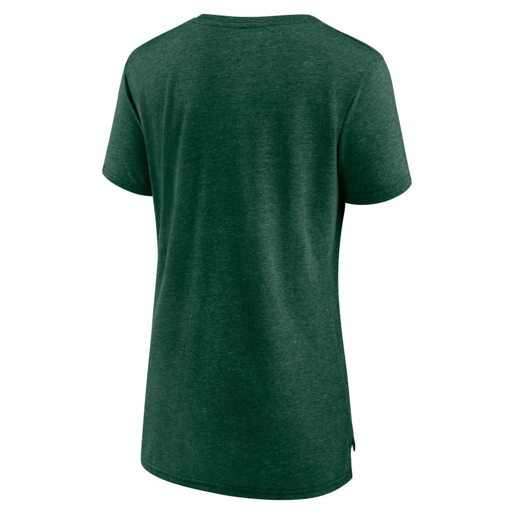 Heather Hunter Green Milwaukee Bucks Women's Heritage Tri-Blend T-Shirt | NBA