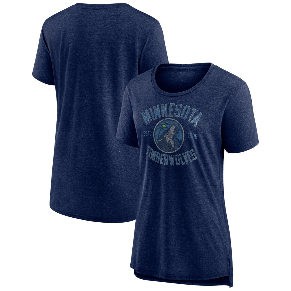 Heather Navy Minnesota Timberwolves Women's Heritage Tri-Blend T-Shirt | NBA