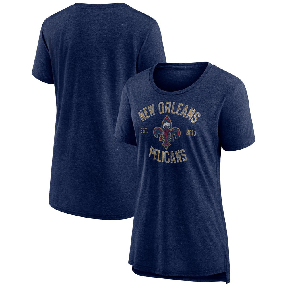 Heather Navy New Orleans Pelicans Women's Heritage Tri-Blend T-Shirt | NBA