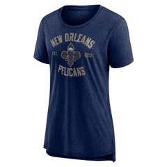 Heather Navy New Orleans Pelicans Women's Heritage Tri-Blend T-Shirt | NBA