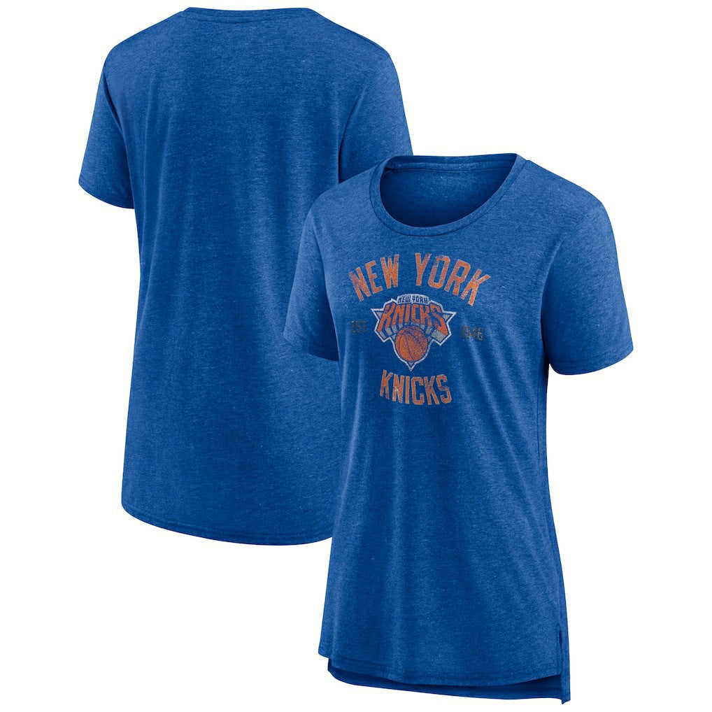 Heather Blue New York Knicks Women's Heritage Tri-Blend T-Shirt | NBA
