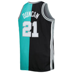 Black/Teal Tim Duncan San Antonio Spurs Big & Tall Hardwood Classics 1998/99 Split Swingman Jersey | NBA
