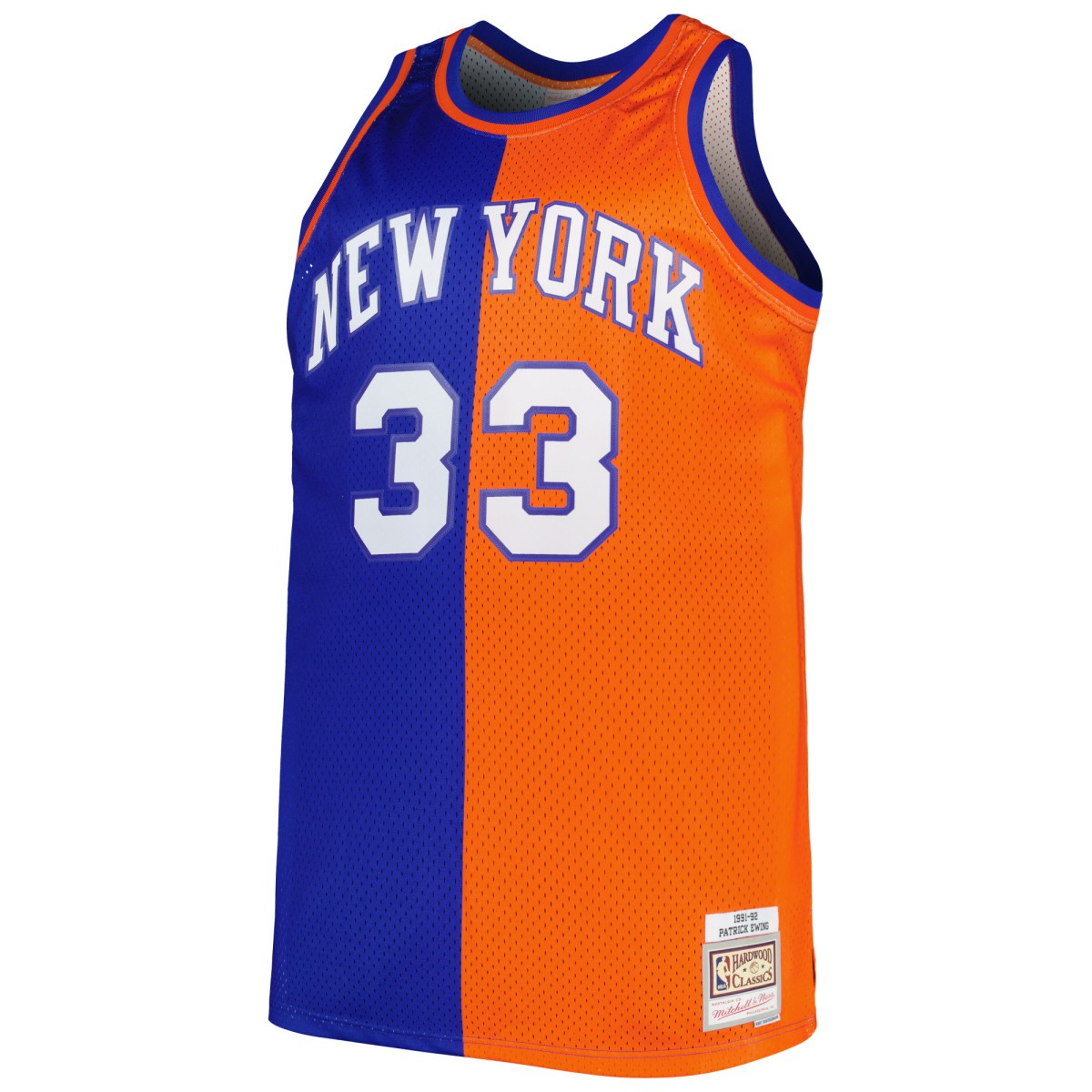 Blue/Orange Patrick Ewing New York Knicks Big & Tall Hardwood Classics 1991/92 Split Swingman Jersey | NBA