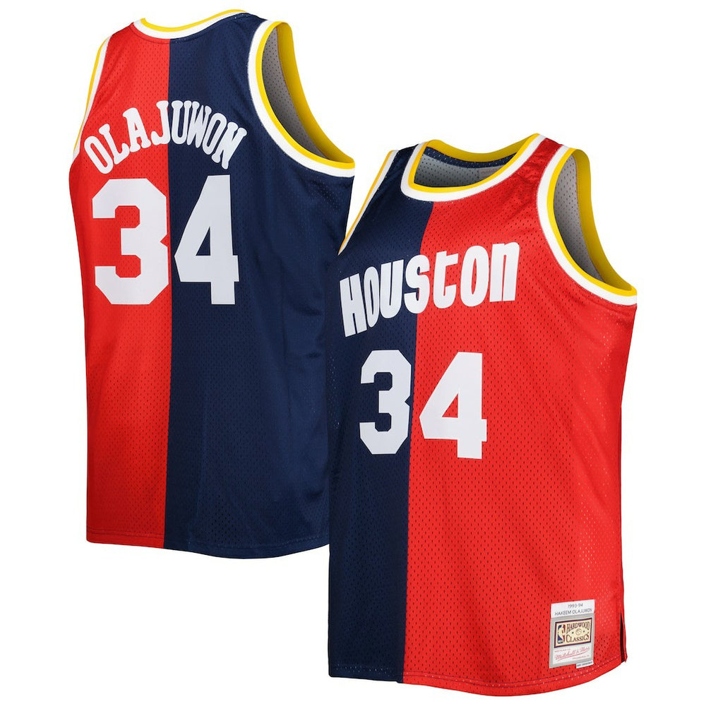 Navy/Red Hakeem Olajuwon Houston Rockets Big & Tall Hardwood Classics 1993/94 Split Swingman Jersey | NBA