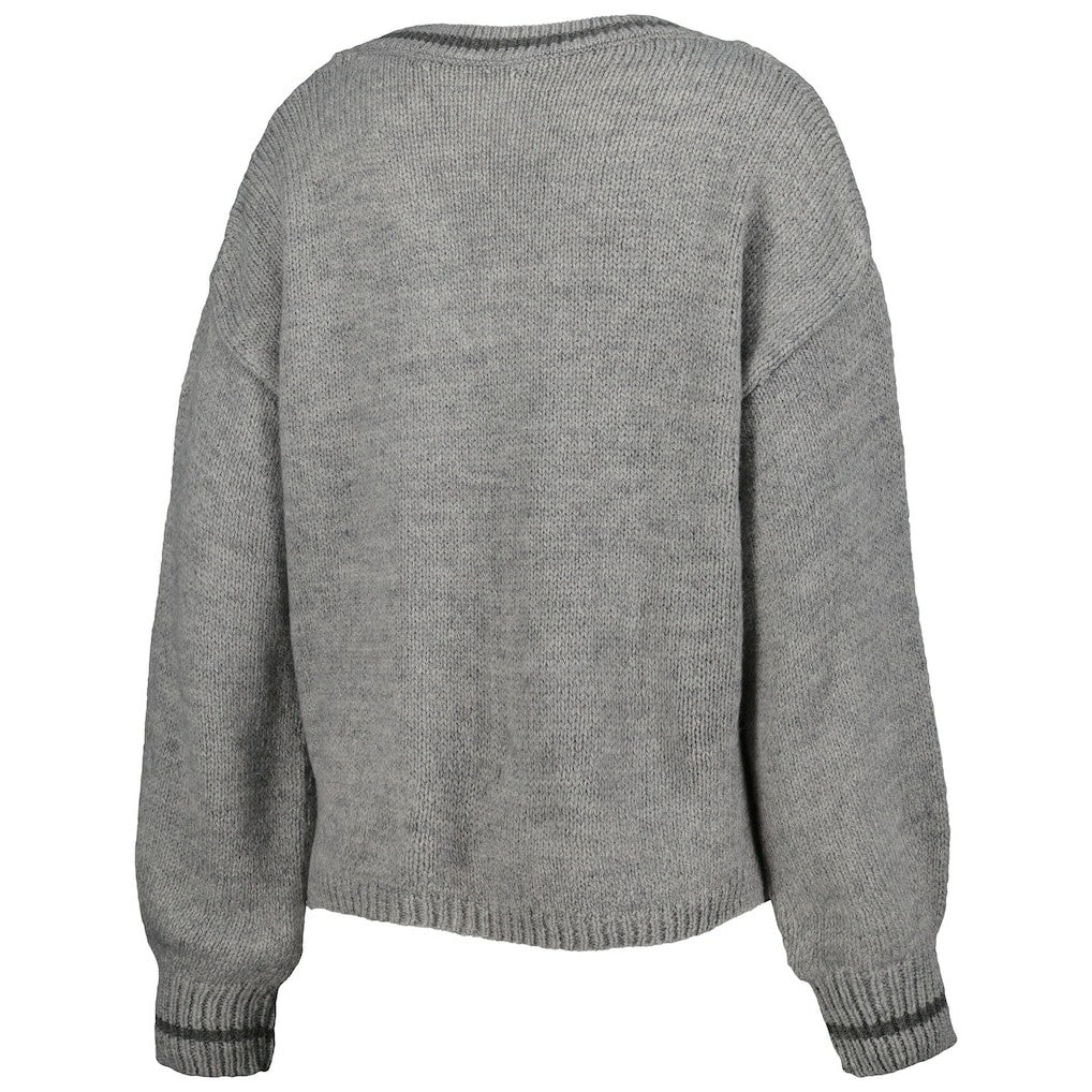 Gray Chicago Bulls Lusso Women's Scarletts Lantern Sleeve Tri-Blend V-Neck Pullover Sweater | NBA