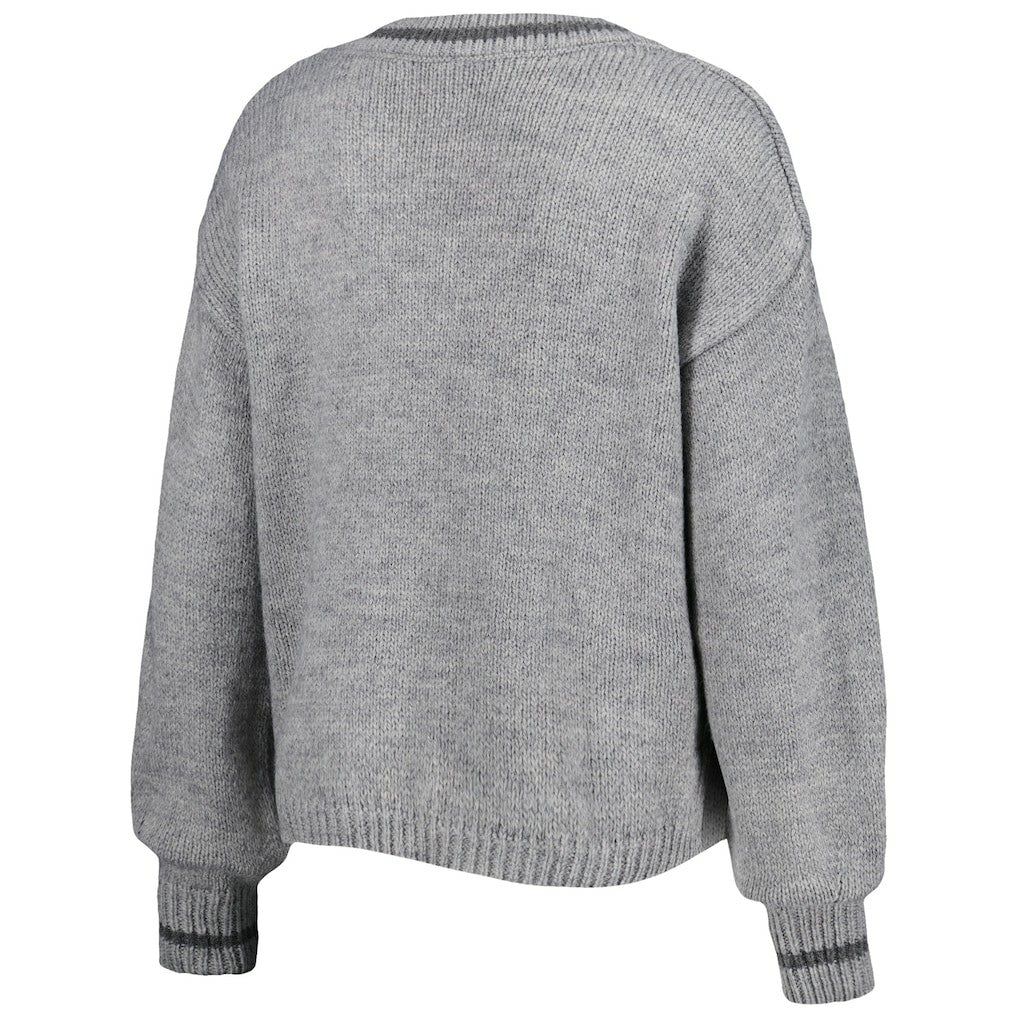 Gray Philadelphia 76ers Lusso Women's Scarletts Lantern Sleeve Tri-Blend V-Neck Pullover Sweater | NBA