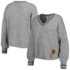 Gray Phoenix Suns Lusso Women's Scarletts Lantern Sleeve Tri-Blend V-Neck Pullover Sweater | NBA