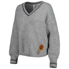 Gray Phoenix Suns Lusso Women's Scarletts Lantern Sleeve Tri-Blend V-Neck Pullover Sweater | NBA