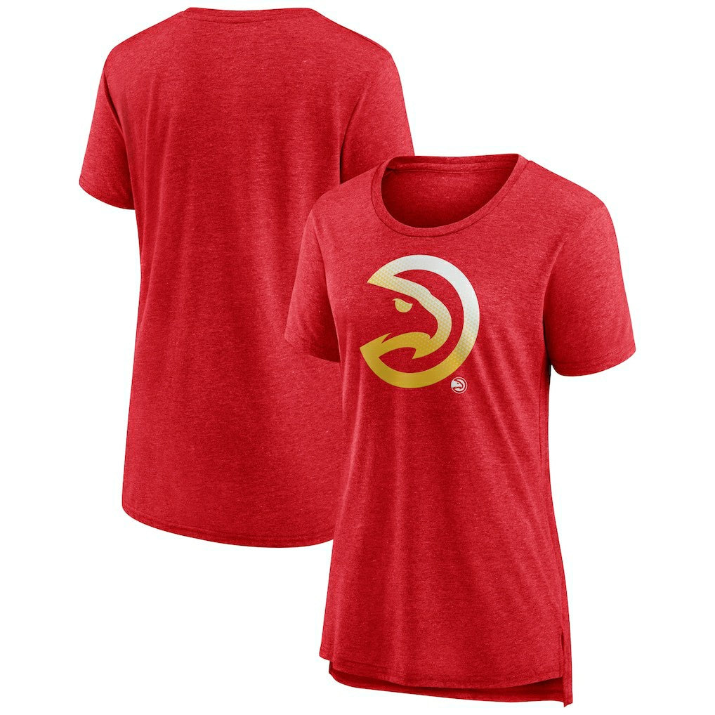 Heather Red Atlanta Hawks Women's Gradient Logo Tri-Blend T-Shirt | NBA