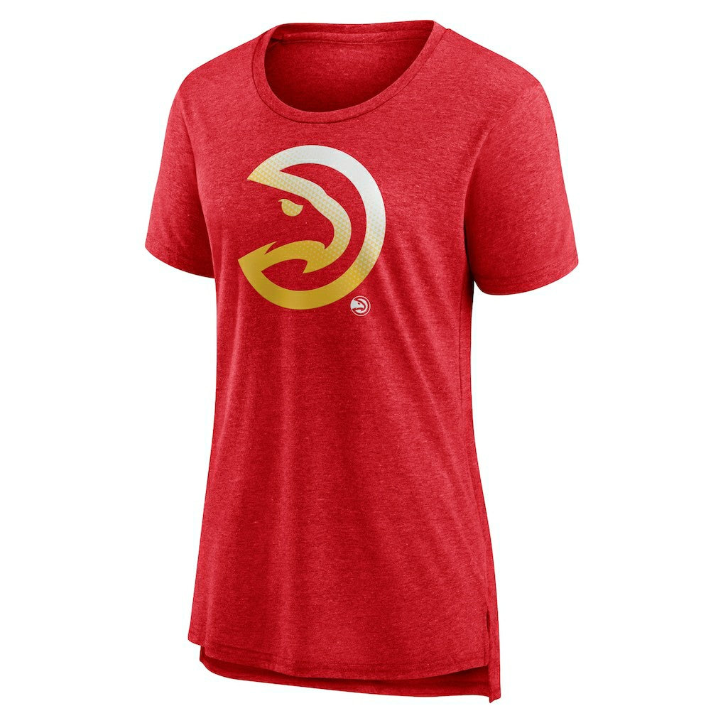 Heather Red Atlanta Hawks Women's Gradient Logo Tri-Blend T-Shirt | NBA