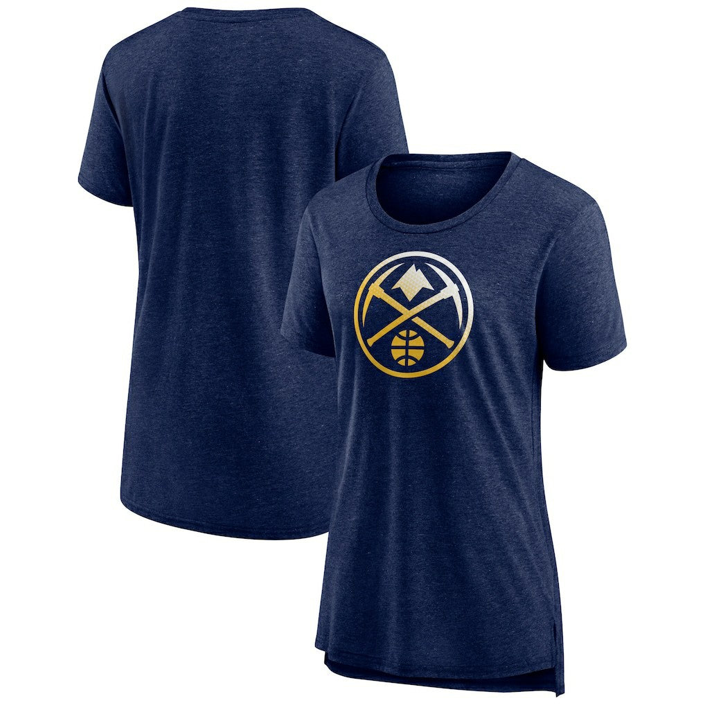 Heather Navy Denver Nuggets Women's Gradient Logo Tri-Blend T-Shirt sale | NBA