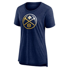 Heather Navy Denver Nuggets Women's Gradient Logo Tri-Blend T-Shirt sale | NBA
