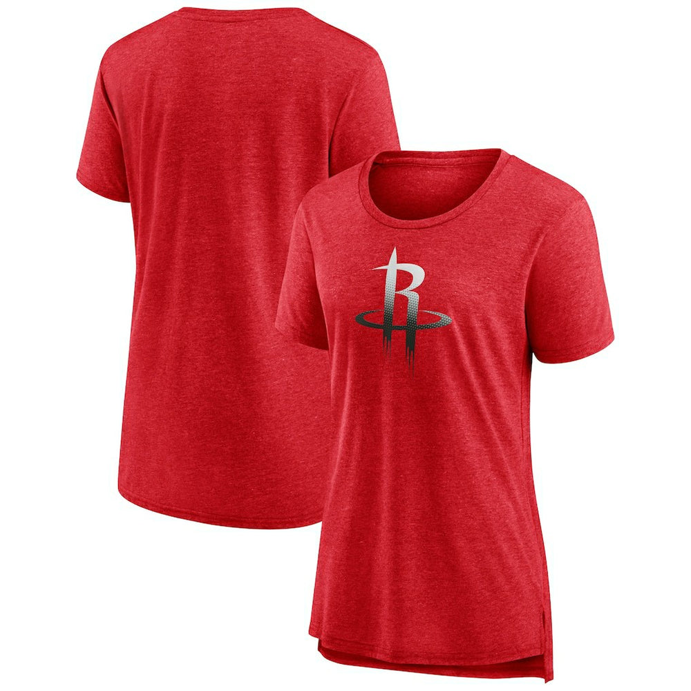 Heather Red Houston Rockets Women's Gradient Logo Tri-Blend T-Shirt | NBA