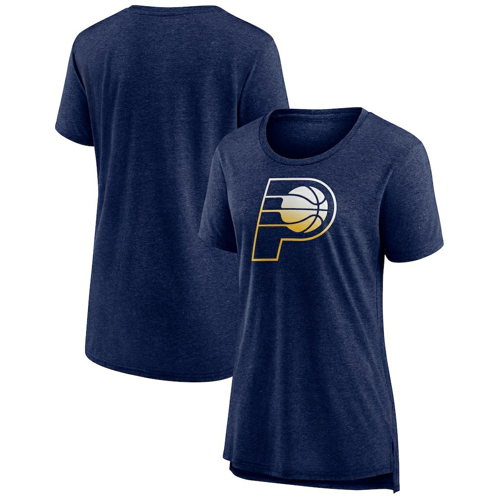 Heather Navy Indiana Pacers Women's Gradient Logo Tri-Blend T-Shirt | NBA