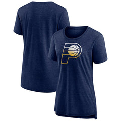 Heather Navy Indiana Pacers Women's Gradient Logo Tri-Blend T-Shirt | NBA