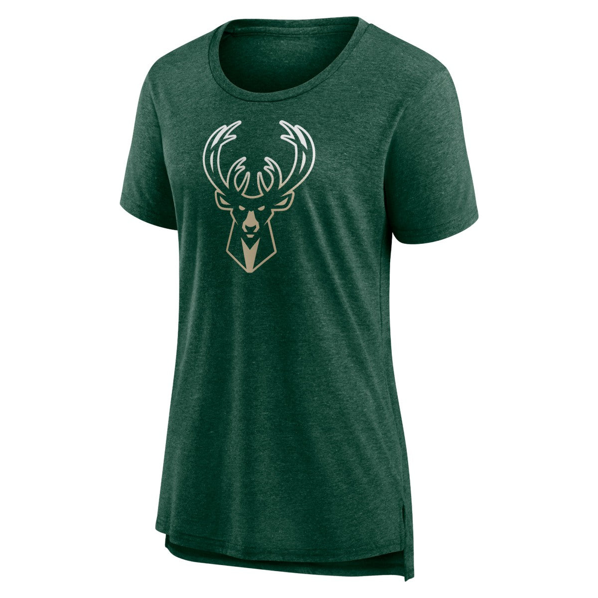 Heather Hunter Green Milwaukee Bucks Women's Gradient Logo Tri-Blend T-Shirt | NBA