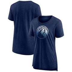 Heather Navy Minnesota Timberwolves Women's Gradient Logo Tri-Blend T-Shirt | NBA