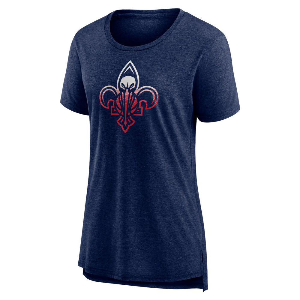 Heather Navy New Orleans Pelicans Women's Gradient Logo Tri-Blend T-Shirt | NBA