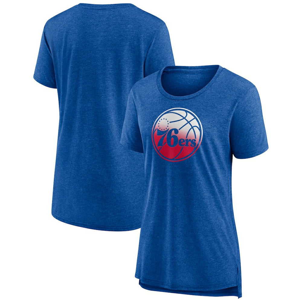 Heather Red Philadelphia 76ers Women's Gradient Logo Tri-Blend T-Shirt | NBA
