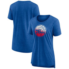 Heather Red Philadelphia 76ers Women's Gradient Logo Tri-Blend T-Shirt | NBA