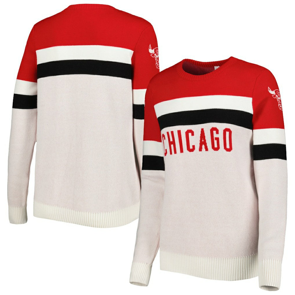 Red/Cream Chicago Bulls Lusso Women's Dominique Pullover Sweater | NBA