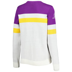 Purple/Cream Los Angeles Lakers Lusso Women's Dominique Pullover Sweater | NBA