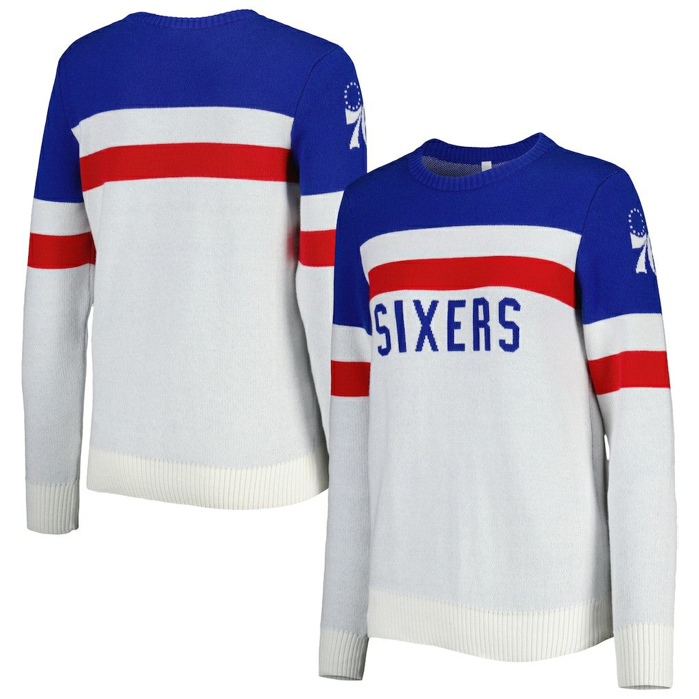 Royal/Cream Philadelphia 76ers Lusso Women's Dominique Pullover Sweater | NBA