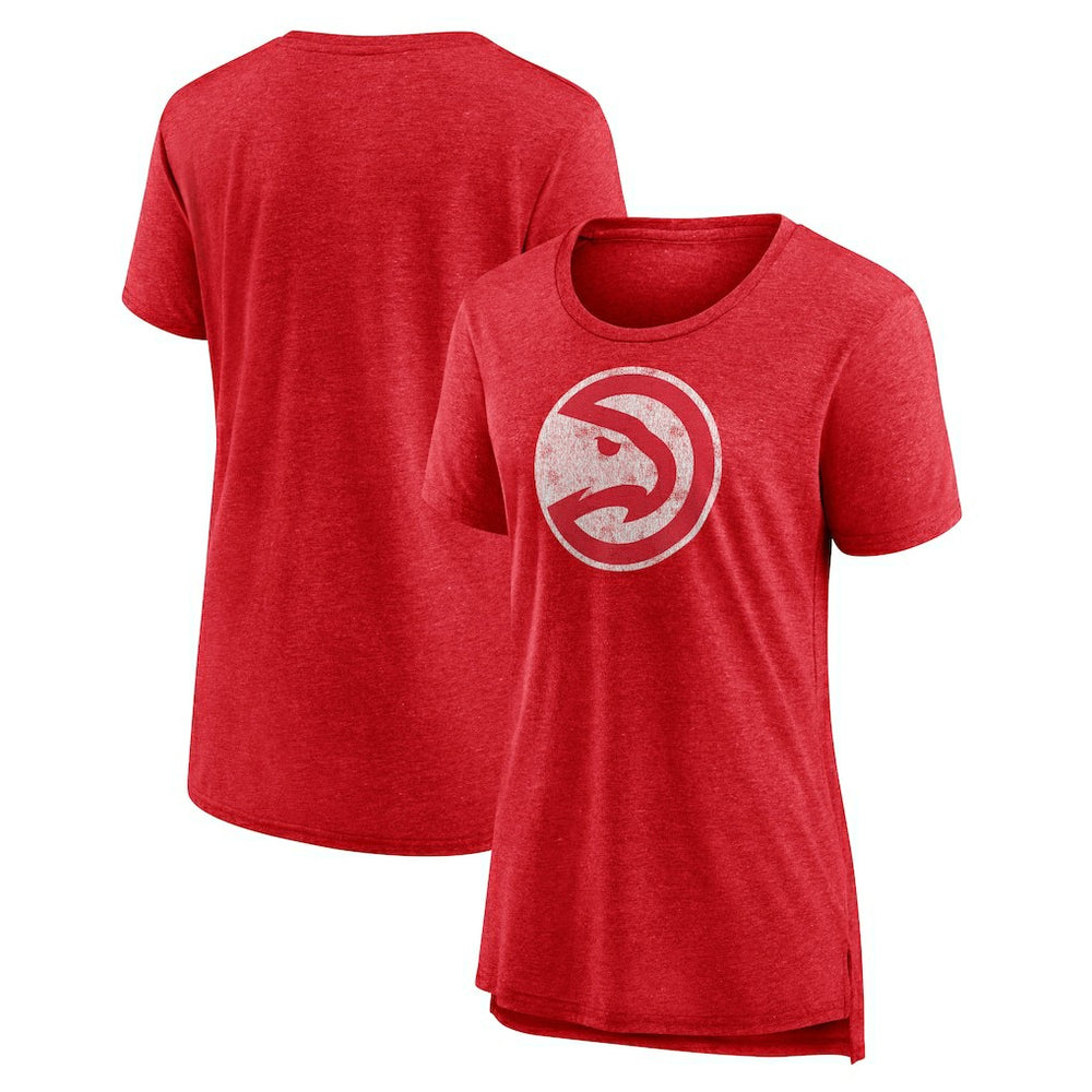 Heather Red Atlanta Hawks Women's Distressed Logo Tri-Blend T-Shirt | NBA