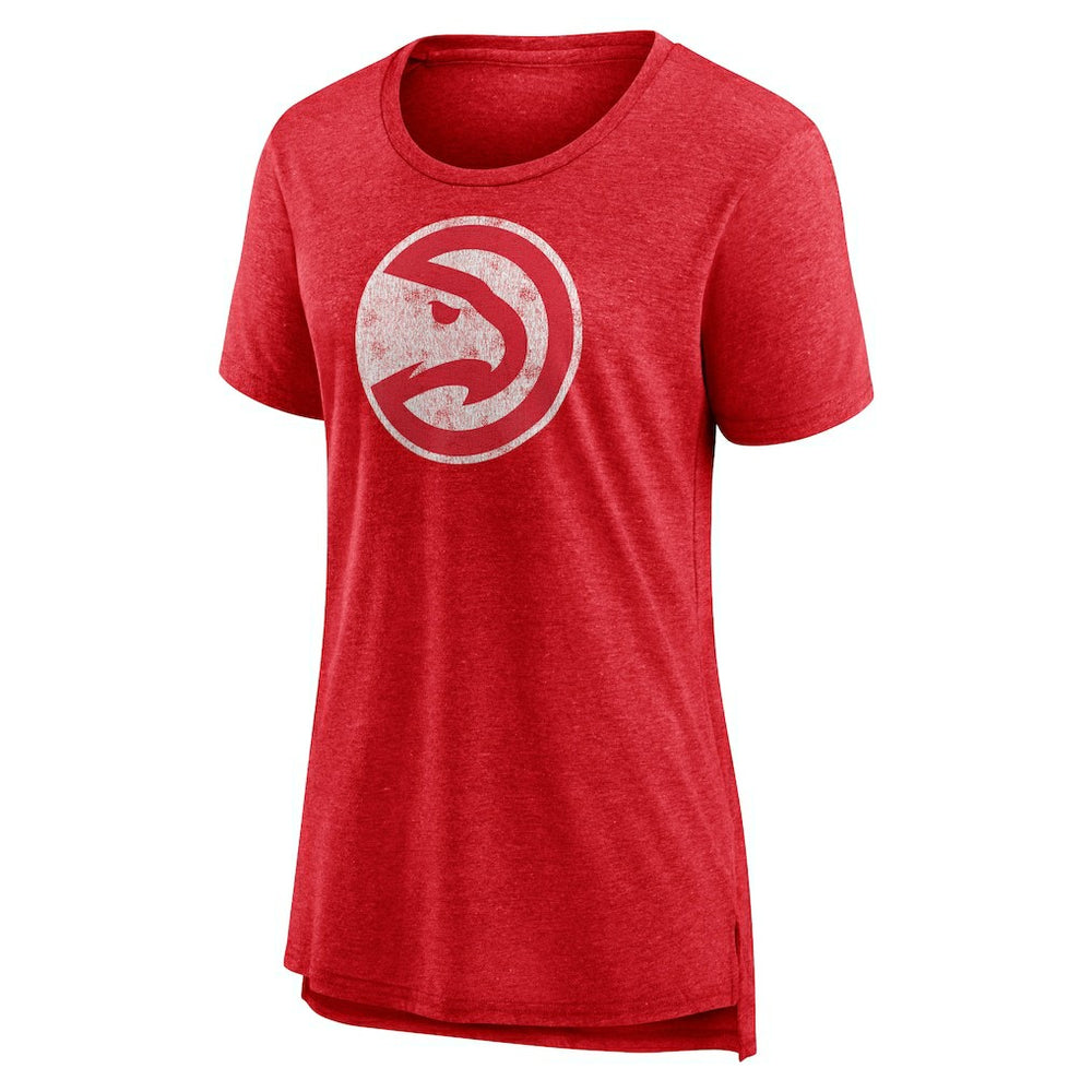 Heather Red Atlanta Hawks Women's Distressed Logo Tri-Blend T-Shirt | NBA